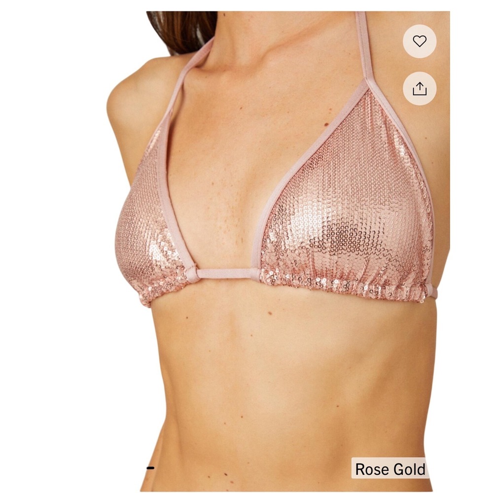 NWT Shoshanna Bikini Top Swimsuit C/D Rose Gold Sequins MSRP $175 - Picture 1 of 4